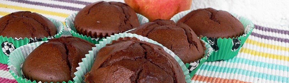 Csokis muffin, karamellizált körtével